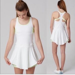 Ivivva By Lululemon Athletica White Dress with Lime Highlights